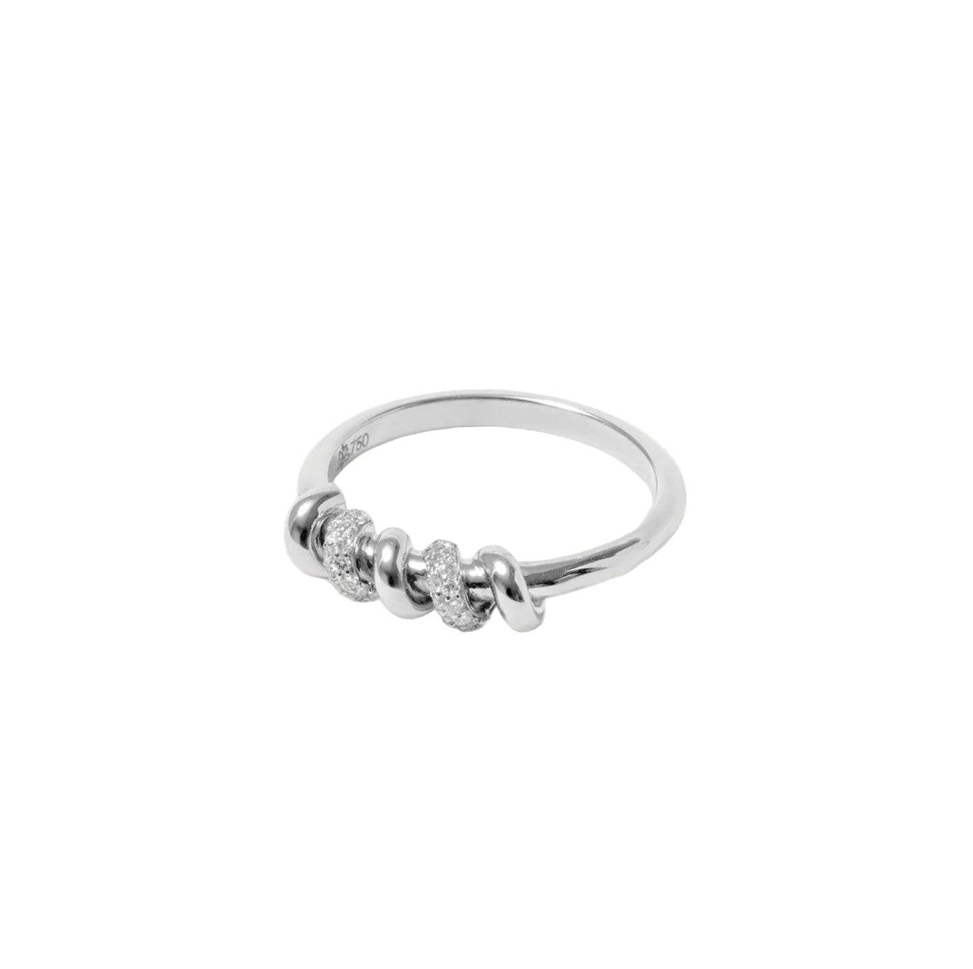 18k white gold ring with screw-inspired design and diamonds, additional view