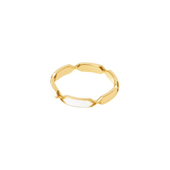 18k gold ring with diamonds and white enamel, additional view