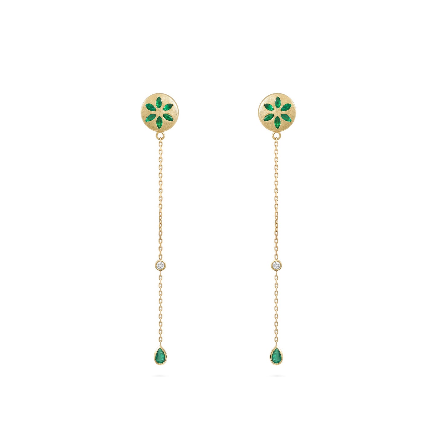 7LEAVES Palimpsest yellow gold earrings on a white background, alternate view