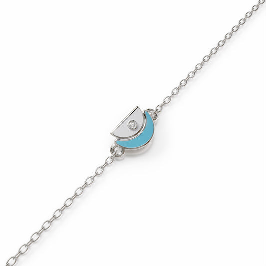 18k white gold bracelet with blue enamel and diamonds, additional view