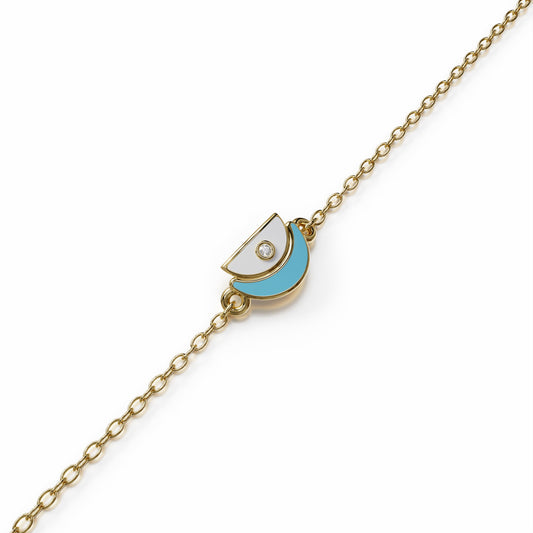 18k yellow gold bracelet with blue enamel and diamonds, additional view
