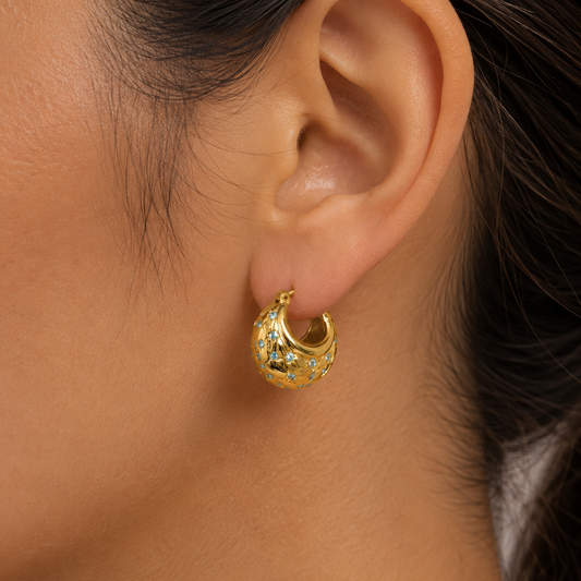 Blue Topaz Gold Earrings