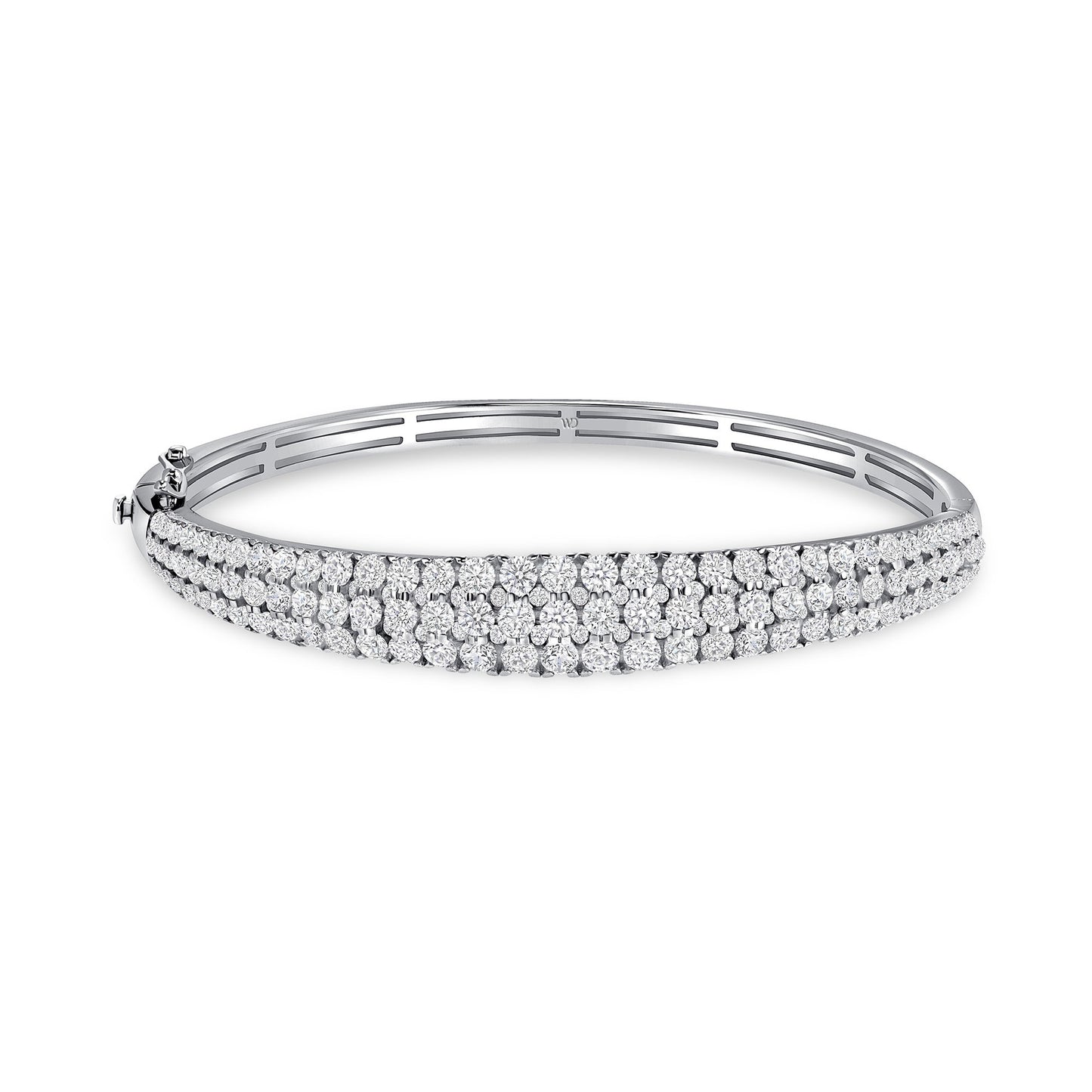 White Drop Dune Three Row Bangle in 18K white gold alternate product view