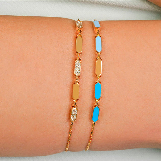 18k gold bracelet with two-tone blue enamel, additional view
