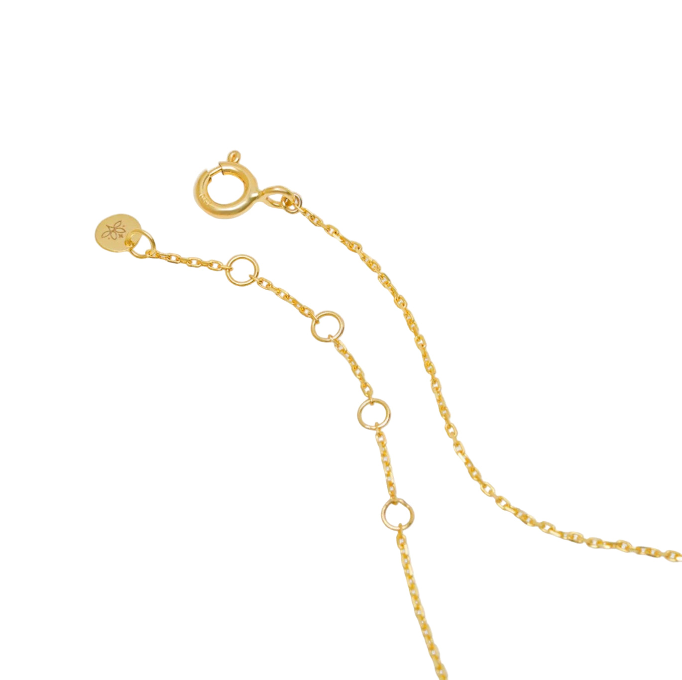 Gold chain necklace on a white background