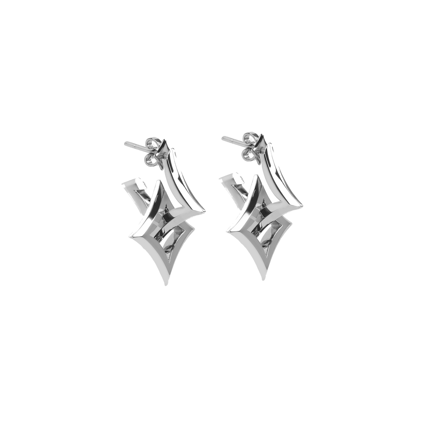 18k white gold interlocking sculptural earrings