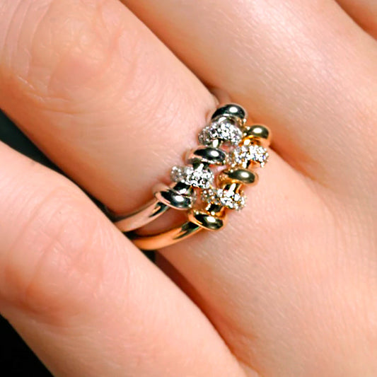 18k white gold ring with screw-inspired design and diamonds, additional view