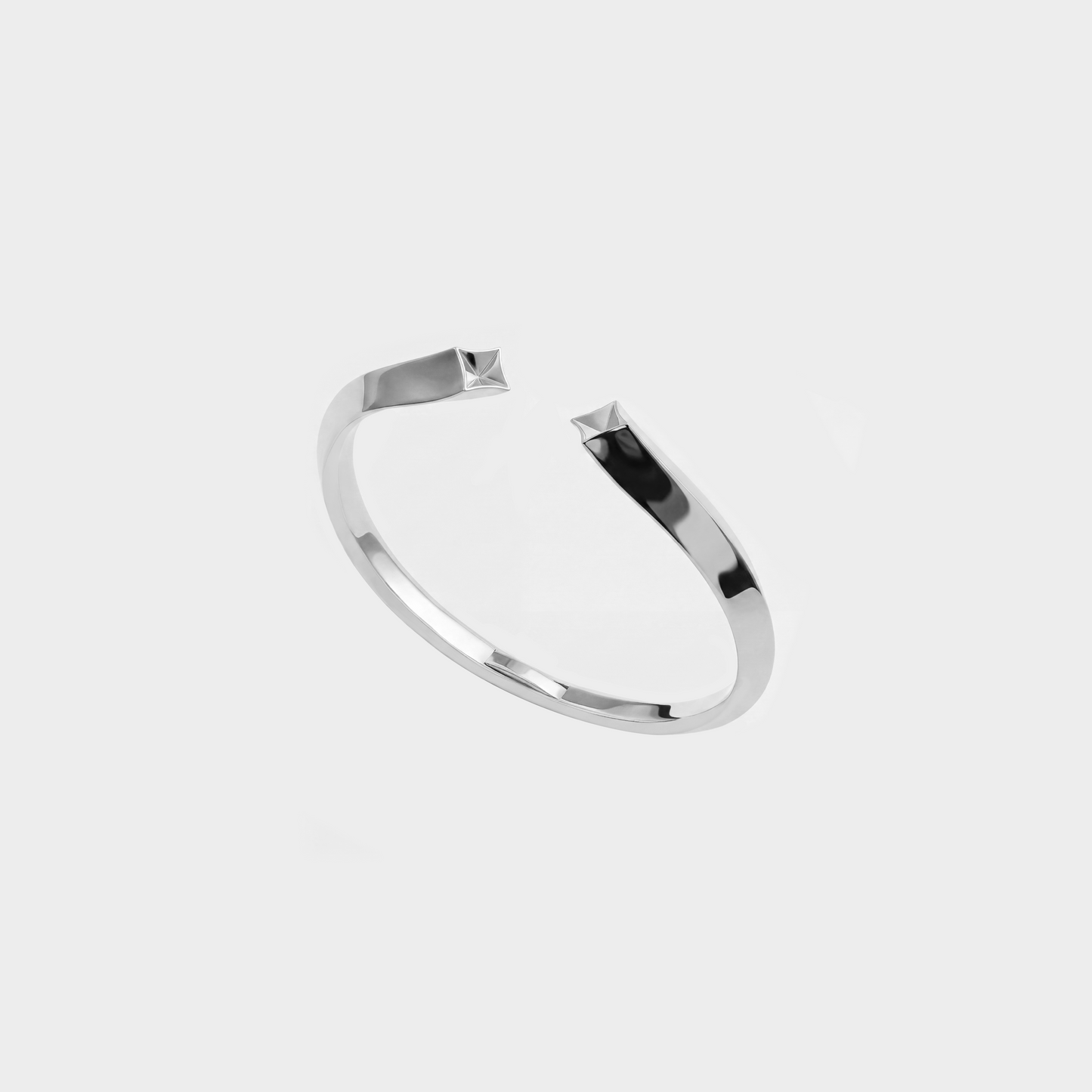 18k white gold sculptural bracelet with pyramid motif design, additional view