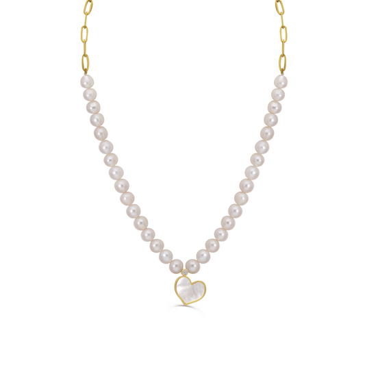 ABALII Heart Story pearl and 18K yellow gold necklace