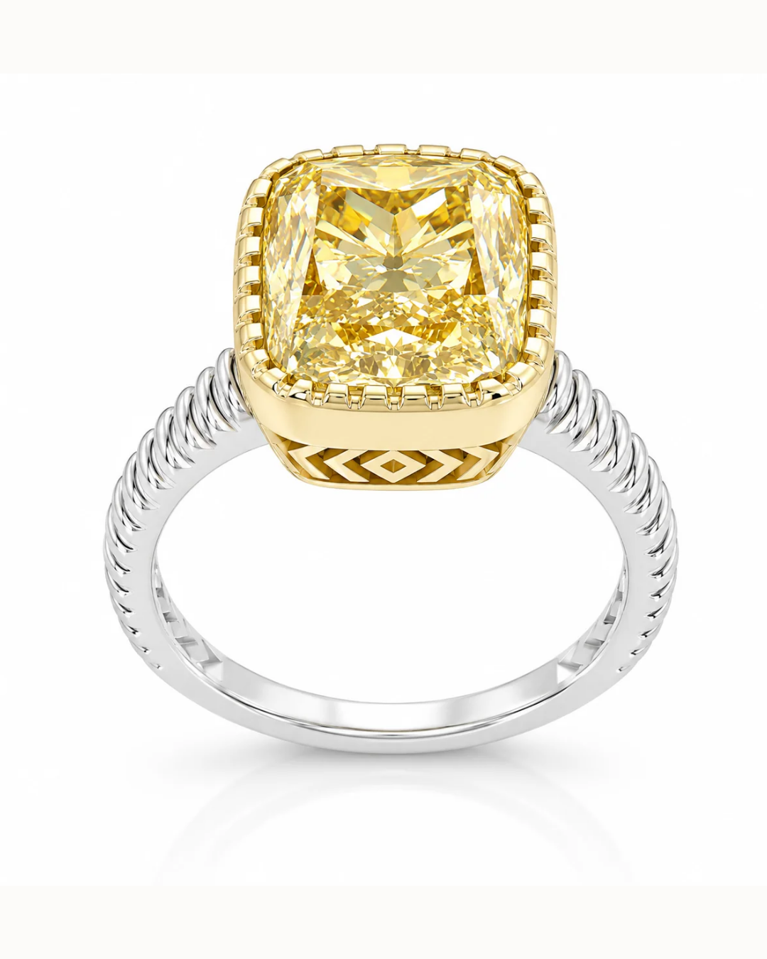 Adrisya golden hour cushion ring 18k two tone gold ring alternate view