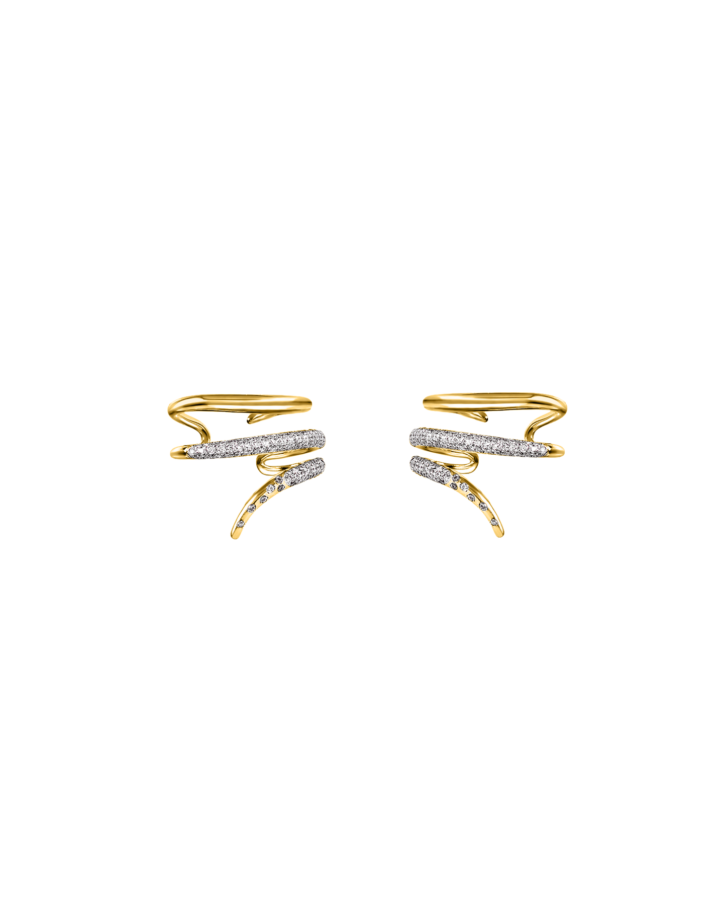 ALLAMI Loria Cuff Earring with Diamond in yellow gold, pair front view