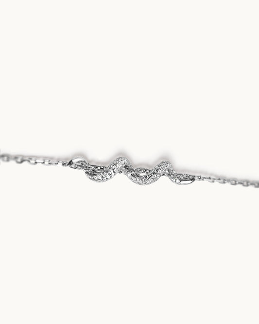 ALLAMI Spiral Necklace by SAORA in white gold, diamond detail