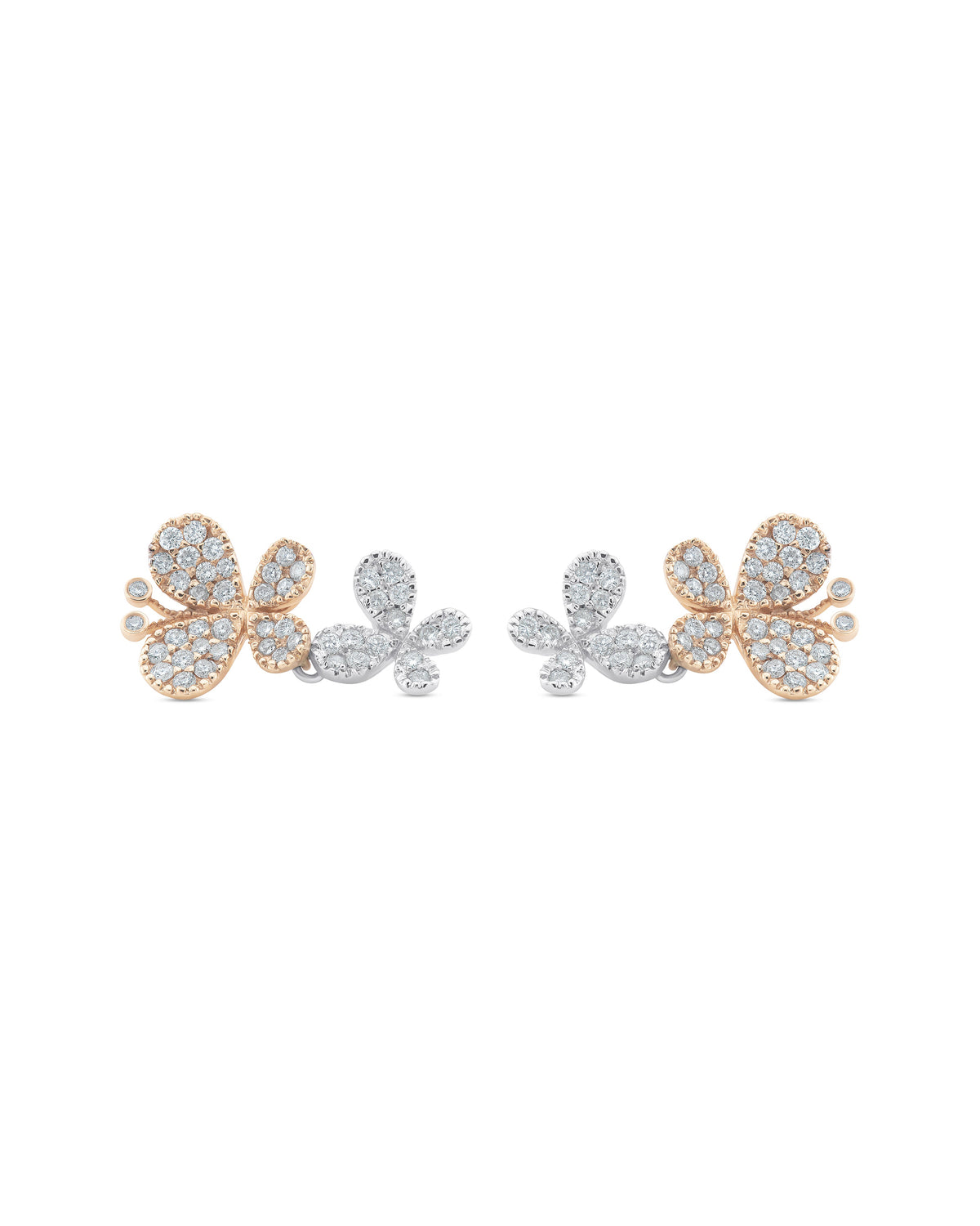 Classiyah Mystical Winged Earrings in 18K Mixed Gold, alternate product view
