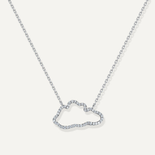 D’NOUR Cloud Love Diamond Line Pendant in White Gold