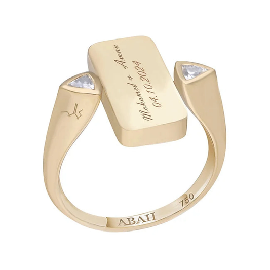 ABALII Hikaya 18K yellow gold ring reverse engraving