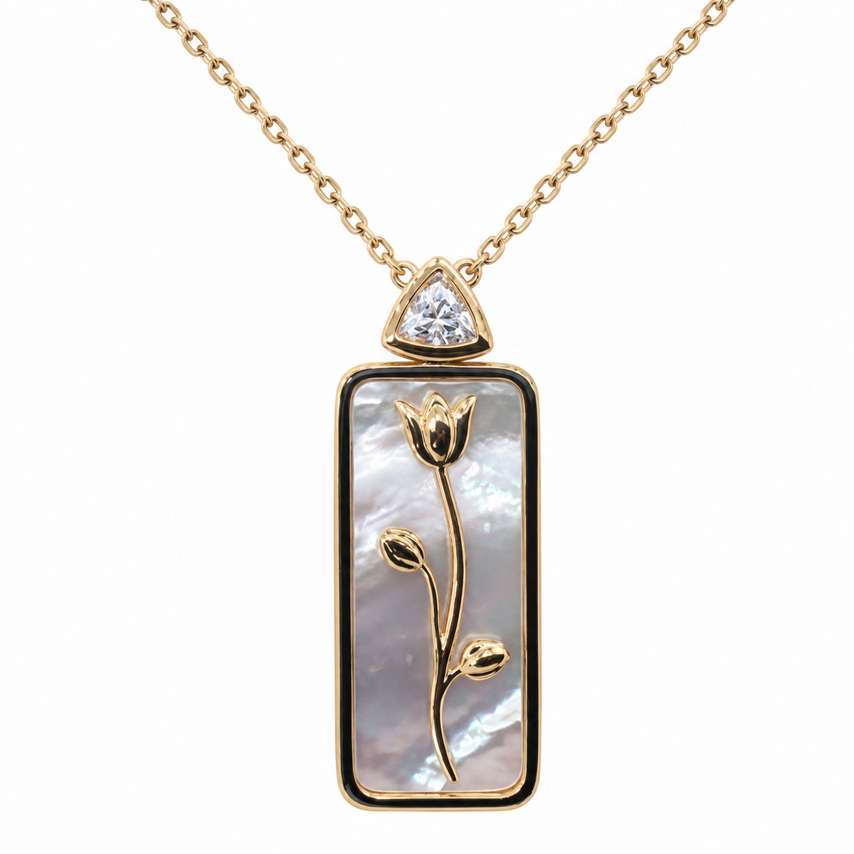 Abalii tulip necklace on white background
