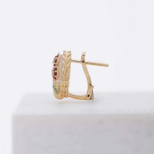 Ranimor Blossom Earring in 18K yellow gold, side view