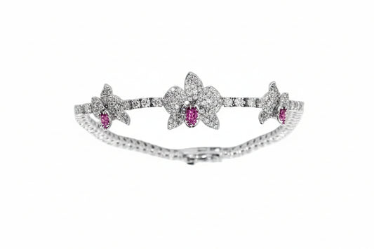 Ranimor Diamond Orchid Bracelet in 18K white gold, front view
