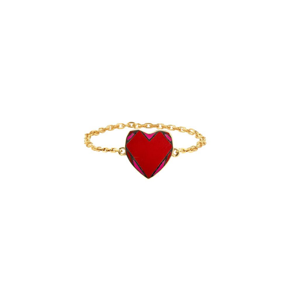 Red Pulse Ring – Gold & Enamel
