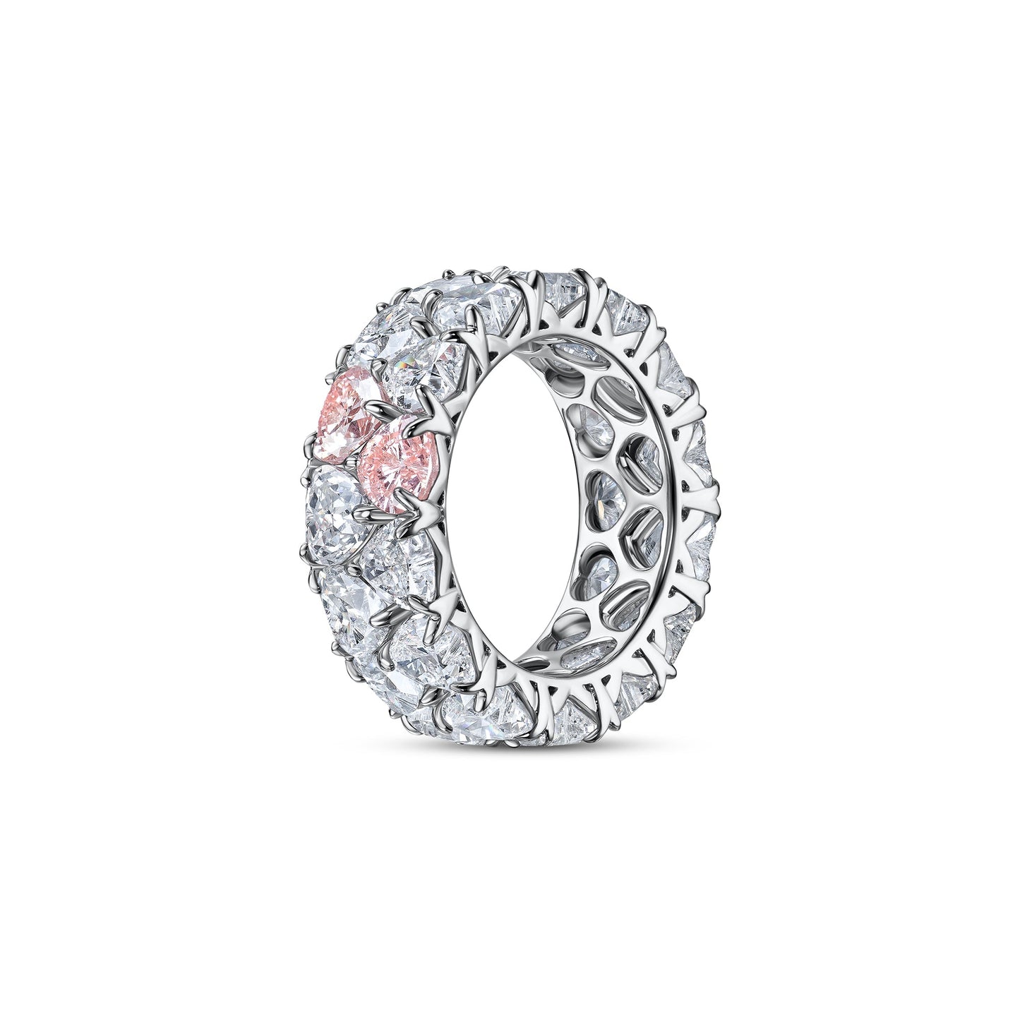 Verbesa Atelier heart-cut lab-grown diamond double eternity ring in 18K white gold, side view