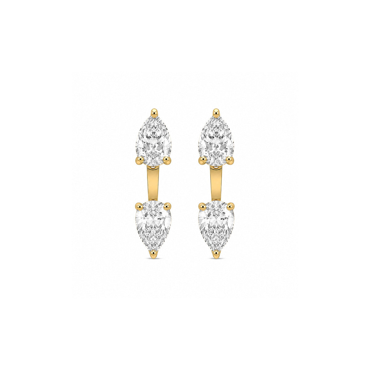 18K yellow-gold pear lab-grown diamond studs with ear jackets