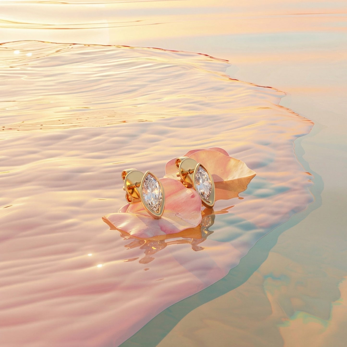 ZORÁE Core Axis Studs 18K yellow gold earrings campaign image