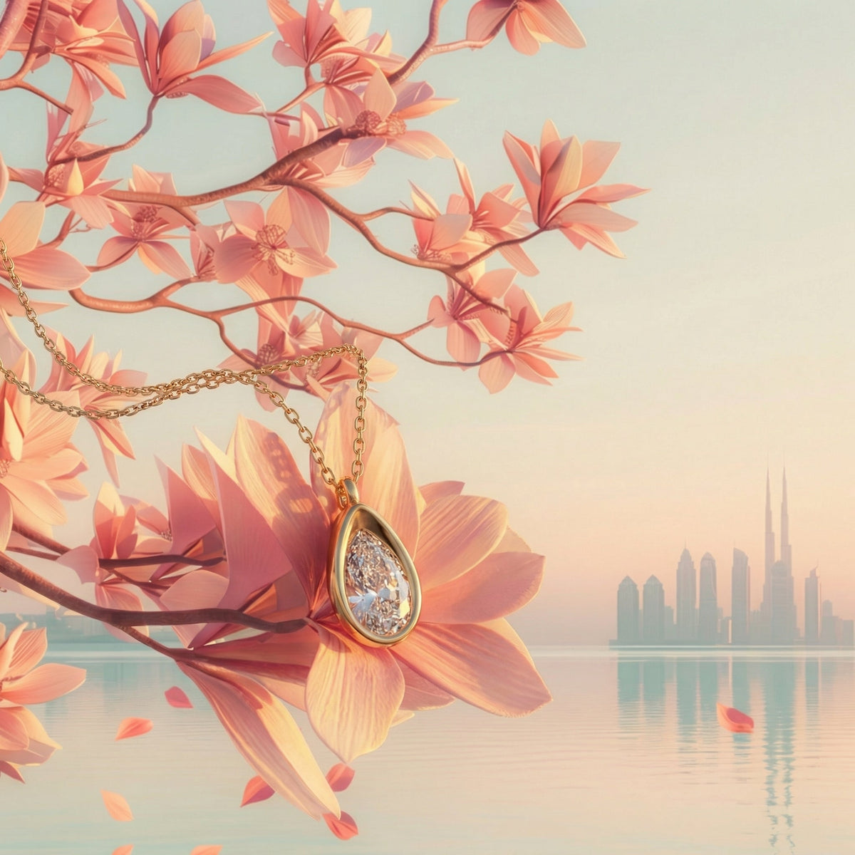 ZORÁE Core Frame 18K yellow gold necklace campaign image