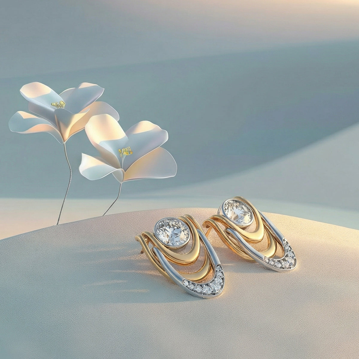 ZORÁE Unbound 06 18K yellow gold earrings campaign image