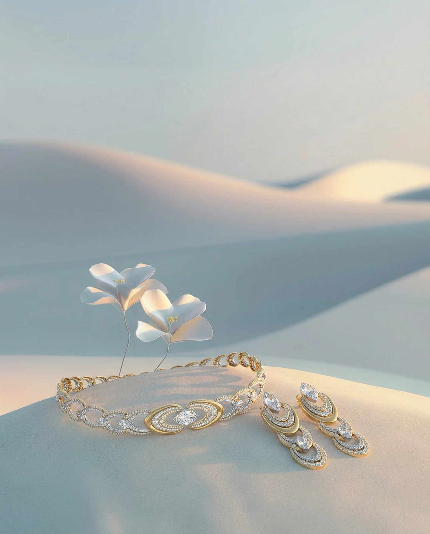 ZORÁE Unbound Eclipse 18K yellow gold earrings campaign image