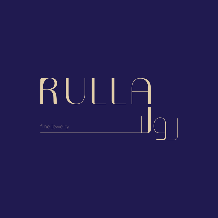 Rulla Jewelry bilingual English and Arabic logo