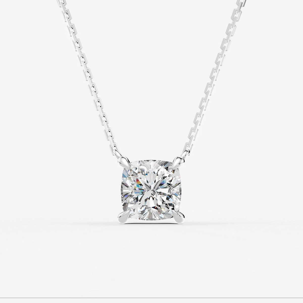 2ct Cushion Lab-Grown Diamond Pendant Necklace — white gold detail view