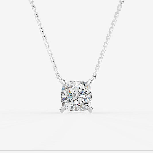 2ct Cushion Lab-Grown Diamond Pendant Necklace — white gold detail view