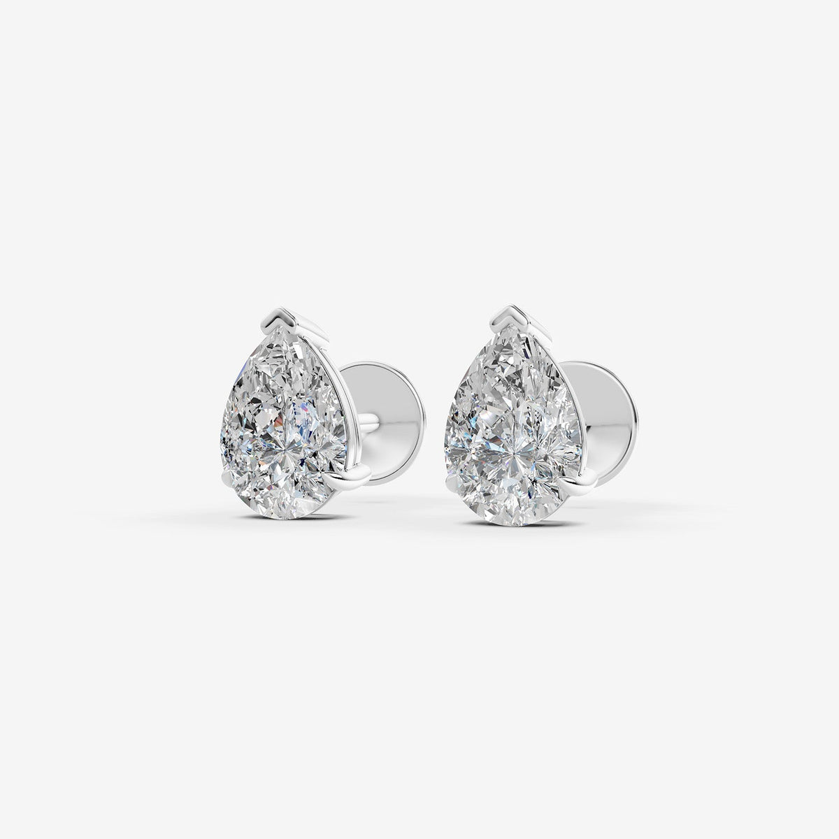 4.02ct Pear Lab-Grown Diamond Earrings — white gold detail view