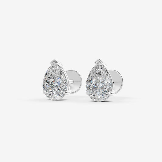 4.02ct Pear Lab-Grown Diamond Earrings — white gold detail view
