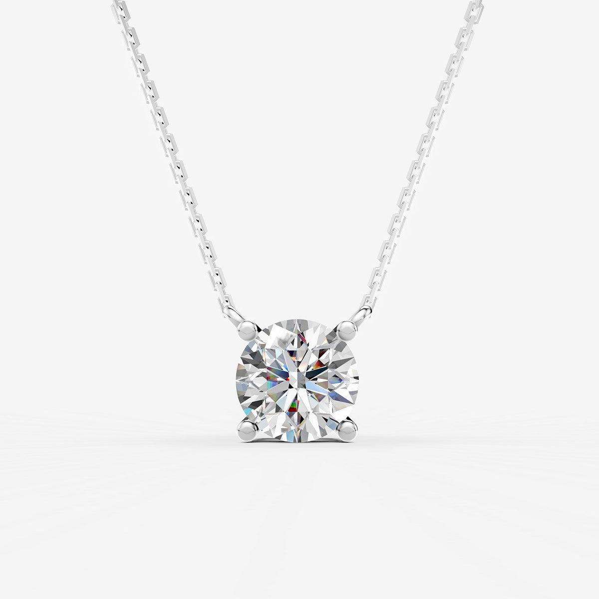1.62ct Round Lab-Grown Diamond Pendant Necklace — white gold detail view