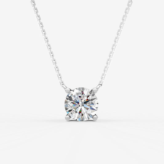 1.62ct Round Lab-Grown Diamond Pendant Necklace — white gold detail view