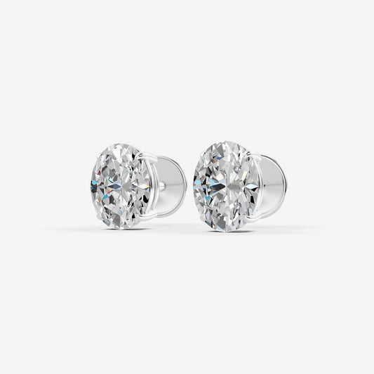 2.02ct Oval Lab-Grown Diamond Earrings — white gold detail view