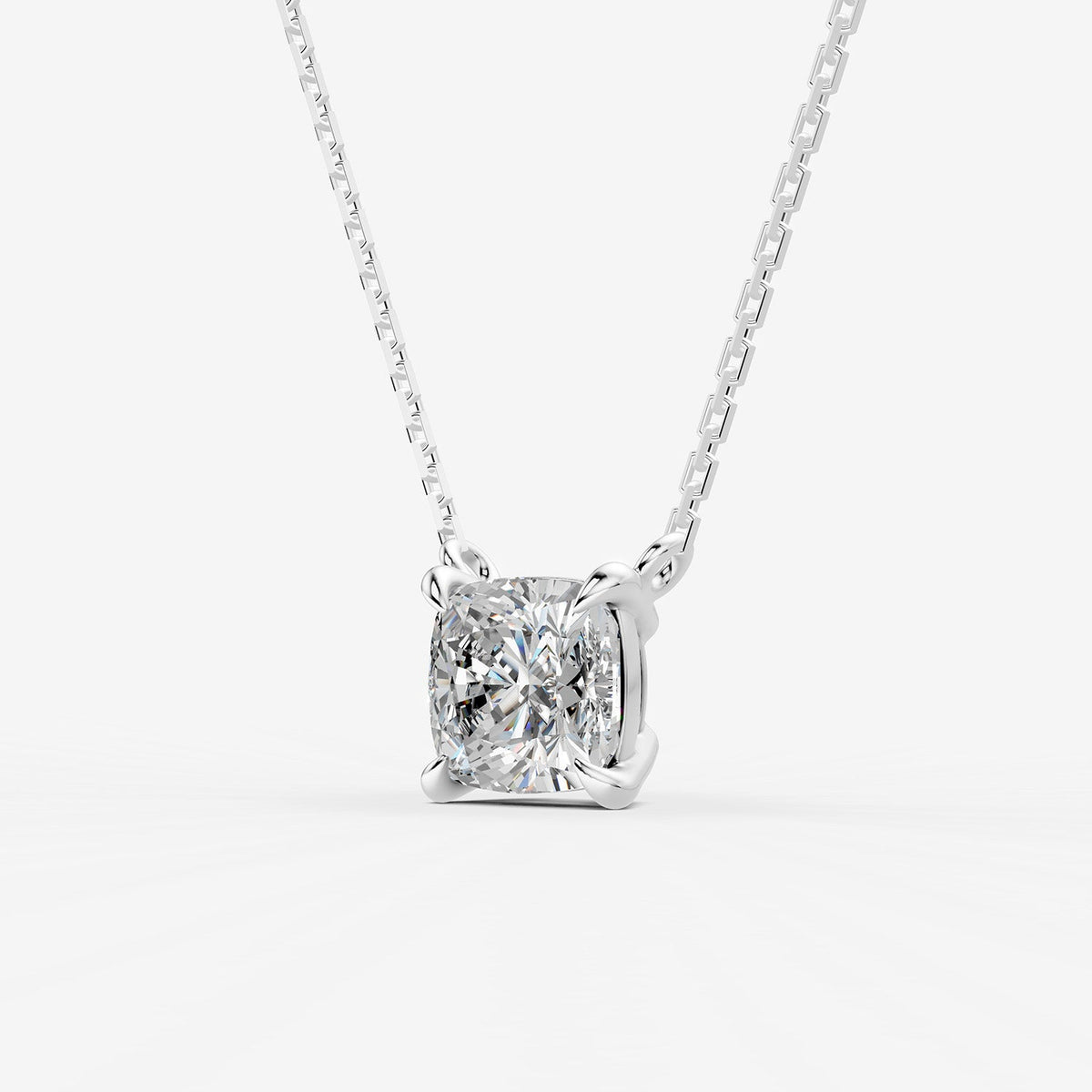 2ct Cushion Lab-Grown Diamond Pendant Necklace — white gold detail view