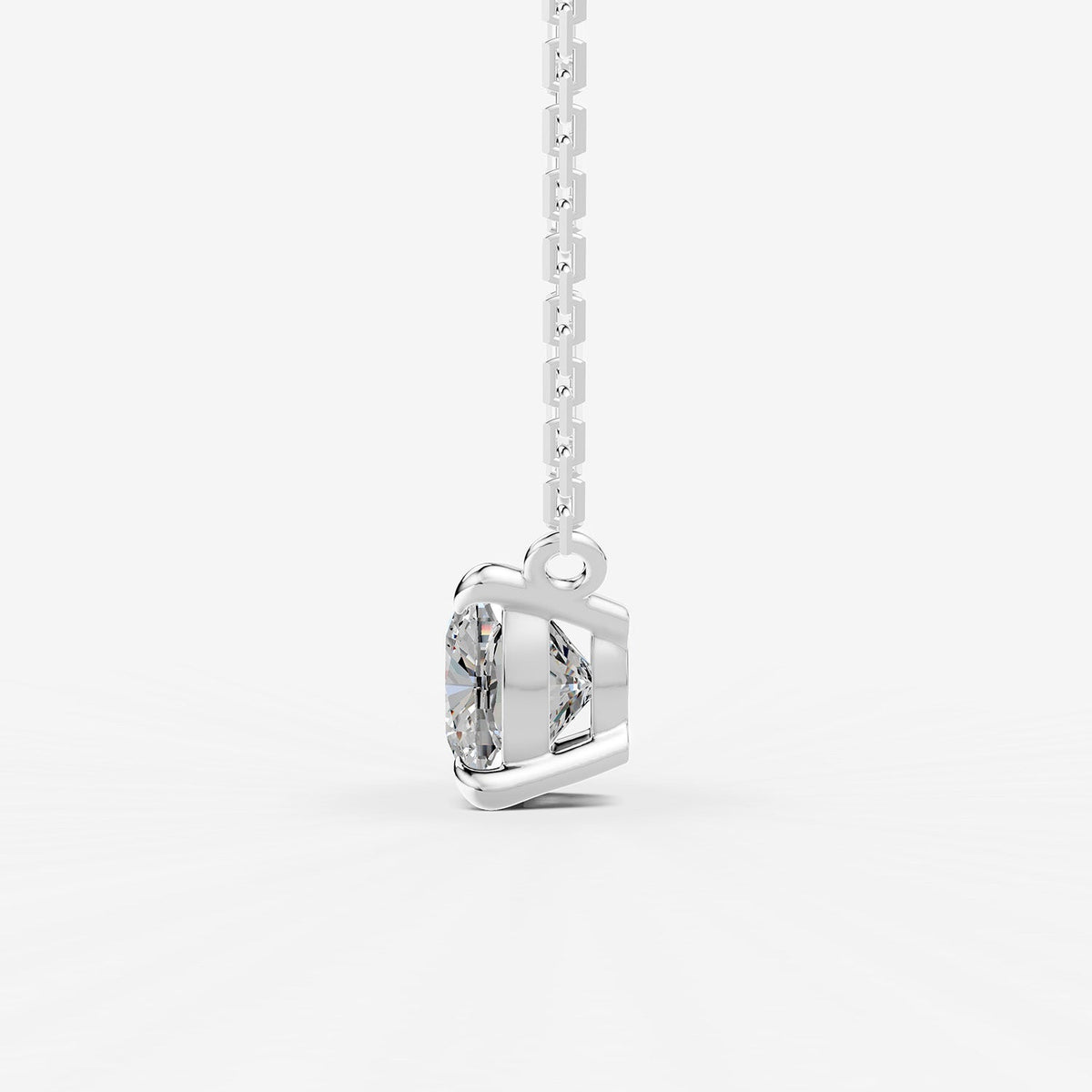 2ct Cushion Lab-Grown Diamond Pendant Necklace — white gold detail view
