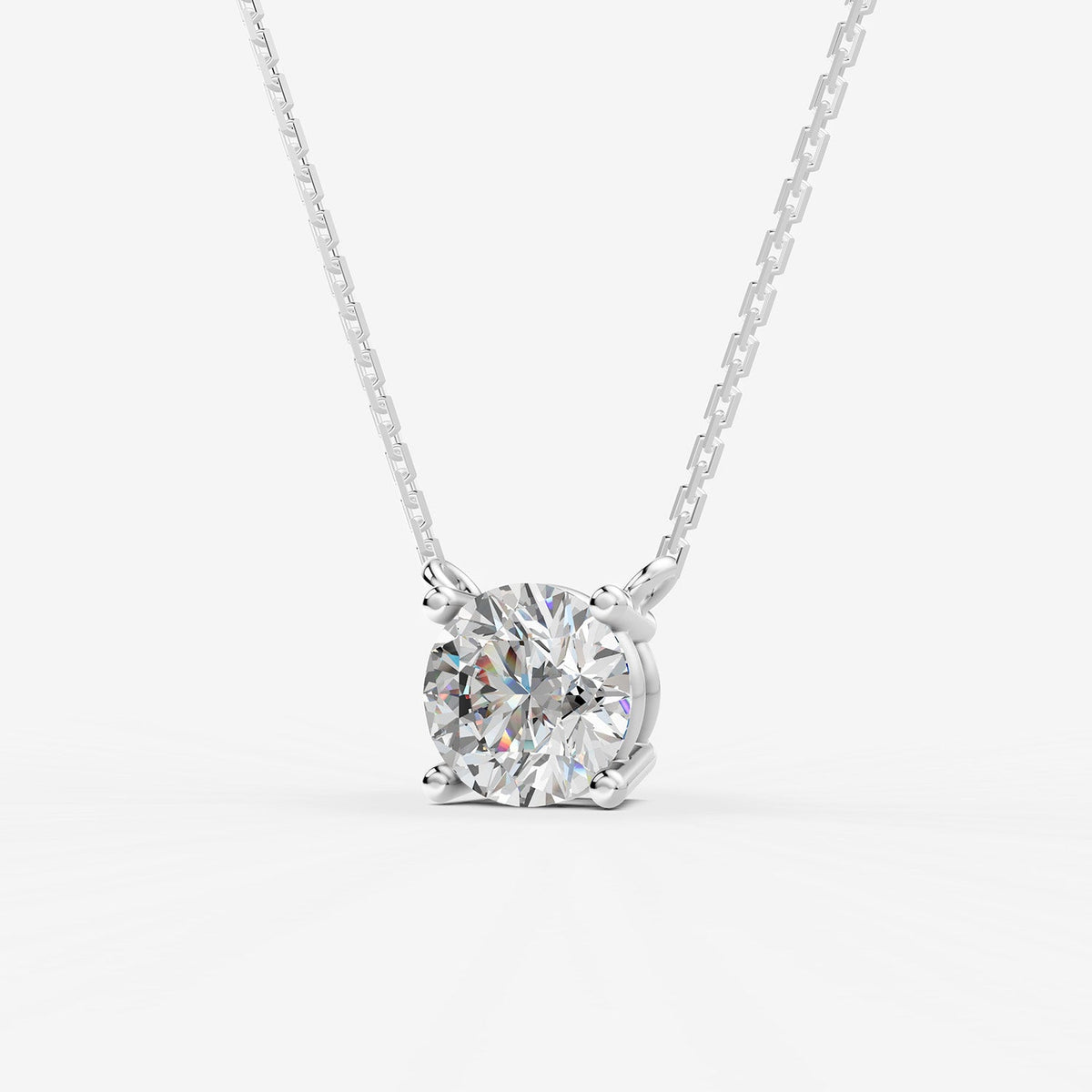 1.62ct Round Lab-Grown Diamond Pendant Necklace — white gold detail view