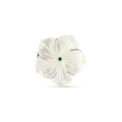 Star Jaz Emerald Open Ring - White Gold
