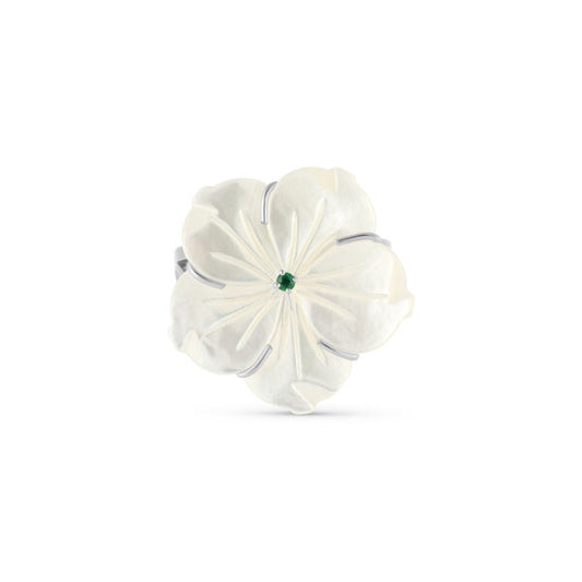 Star Jaz Emerald Open Ring - White Gold