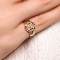 18k gold pinky ring with diamonds and white enamel, additional view