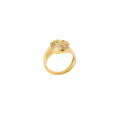18k gold pinky ring with diamonds and white enamel, additional view