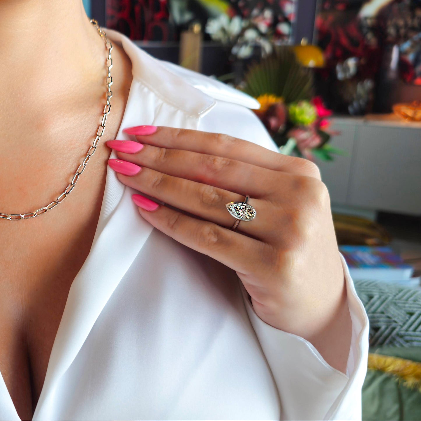 Marquise Shaped Diamond Ring