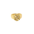 18k gold pinky ring with diamonds and white enamel, additional view
