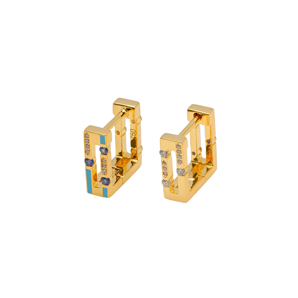 Versa Diamond & Blue Sapphire Hoop Earrings