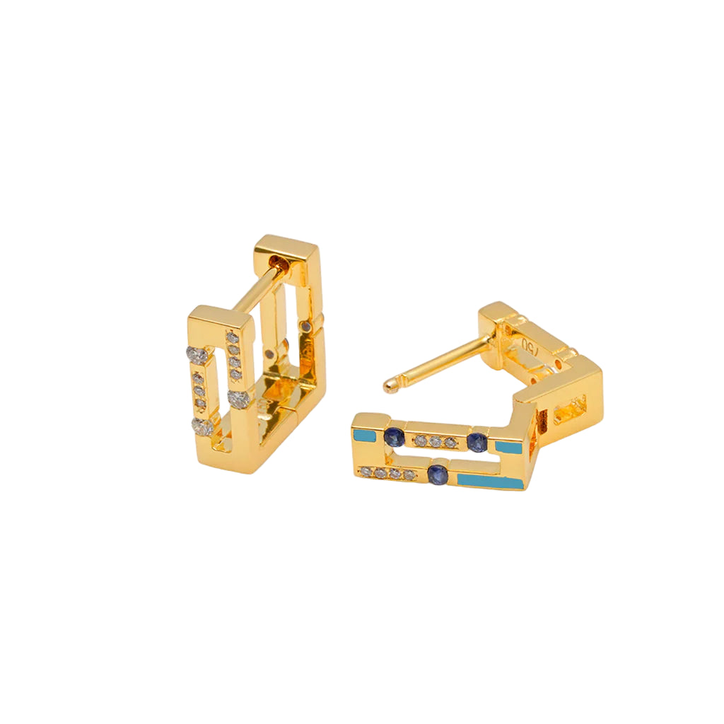 Versa Diamond & Blue Sapphire Hoop Earrings