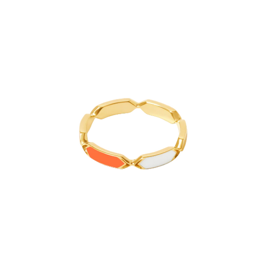 18k gold ring with rotating multi-colored enamel design, additional view