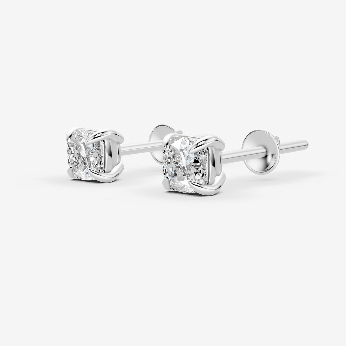 4.04ct Cushion Lab-Grown Diamond Earrings — white gold detail view